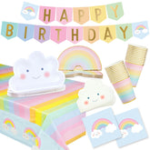 Blue Panda Rainbow Party Decorations Set main image