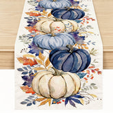 Blue Pumpkin Maple Leaf Fall Dinging Table Runner 13x72 Inch on dining table