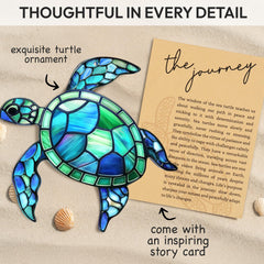 Blue Sea turtle ornament hanging on display