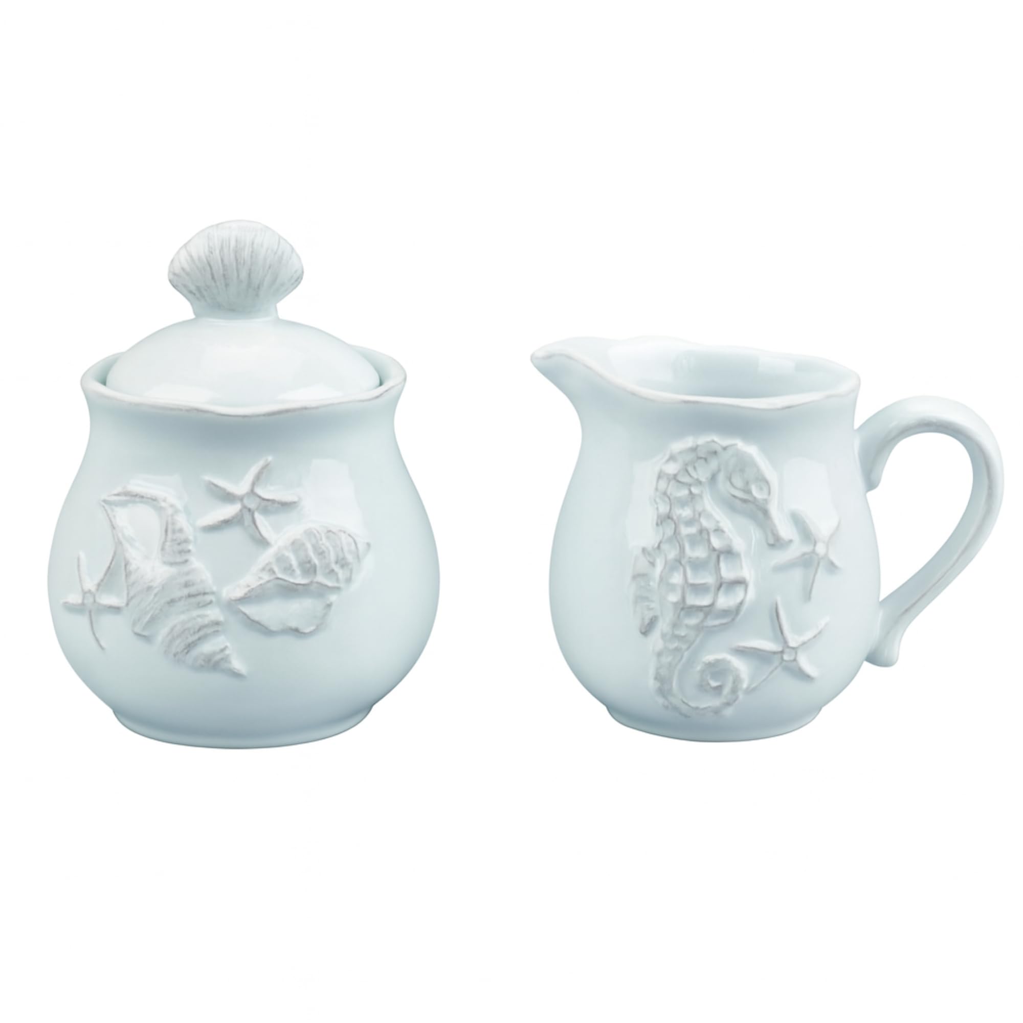 Blue Sky Clayworks Laguna sugar bowl with seashell accent