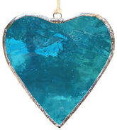 Blue Stained Glass Heart 3x3 inch window hanging ornament
