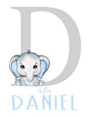 Personalized elephant print with name option by Pixie Paper