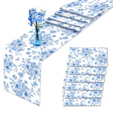 Blue and white porcelain themed plastic tablerunner set