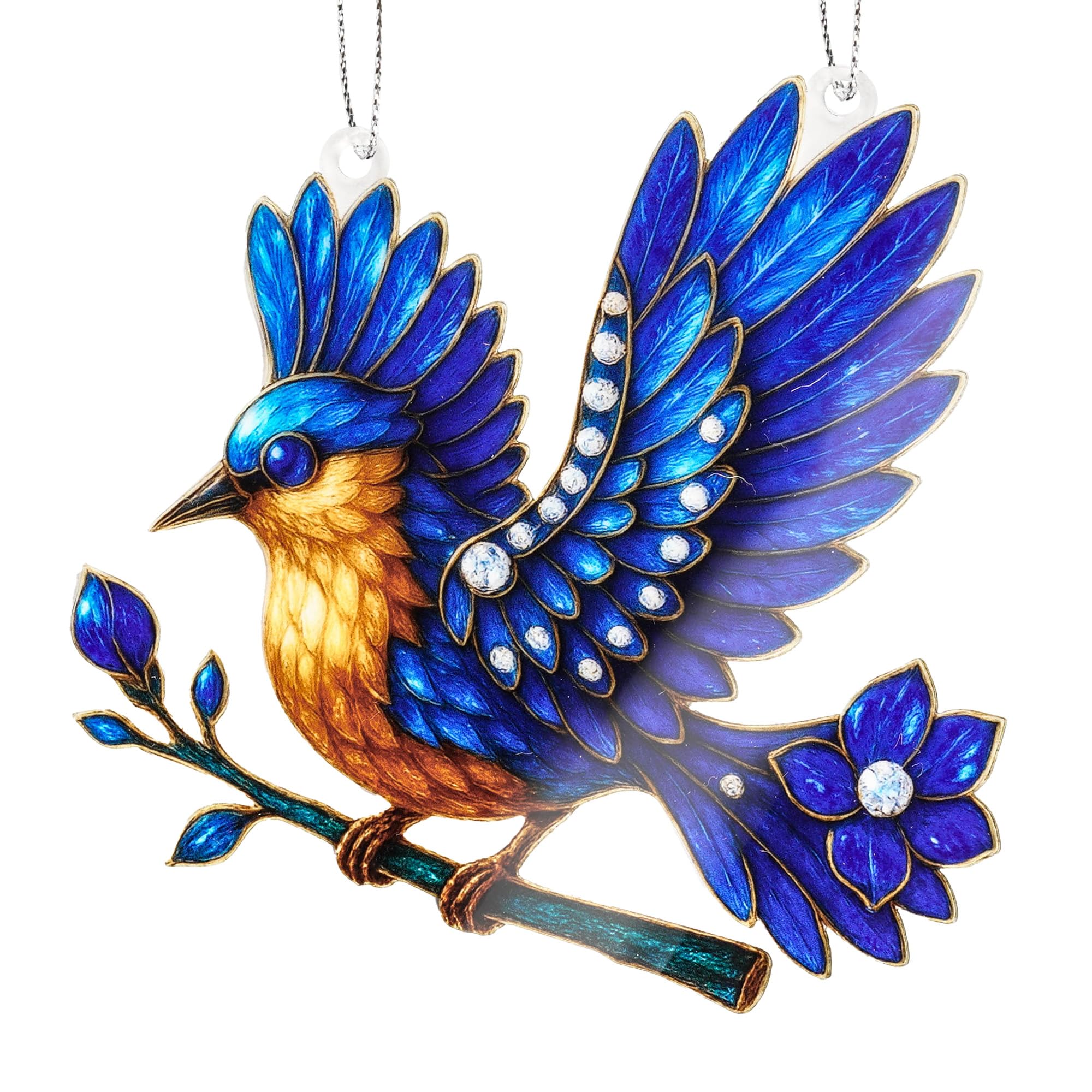 Bluebird Ornament Sapphire Wing Songbird decorative ornament for tree or window display