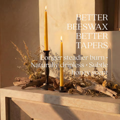 Natural cotton wicks for clean burning beeswax taper candles