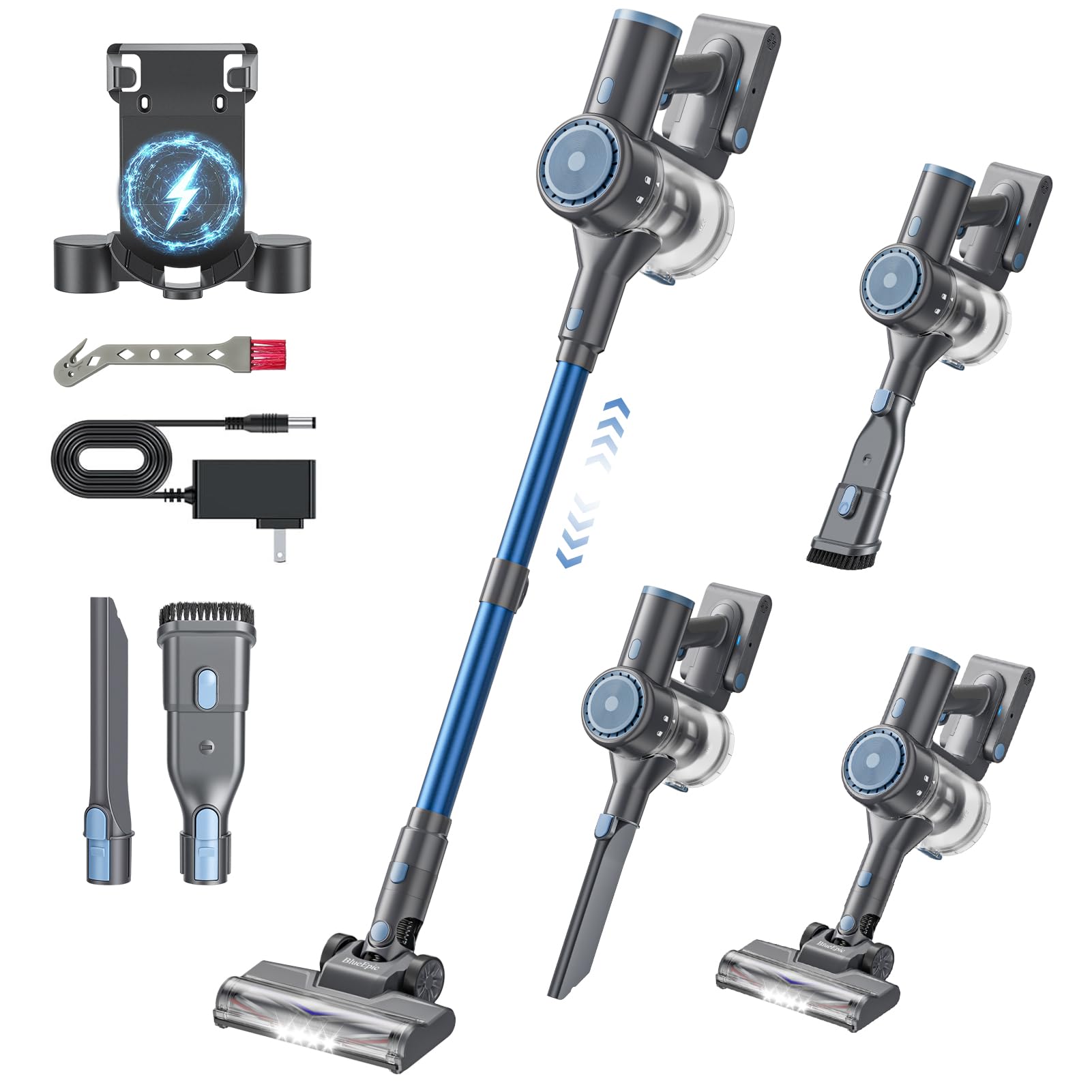 BlueEpic cordless vacuum cleaner with 2200mAh detachable battery