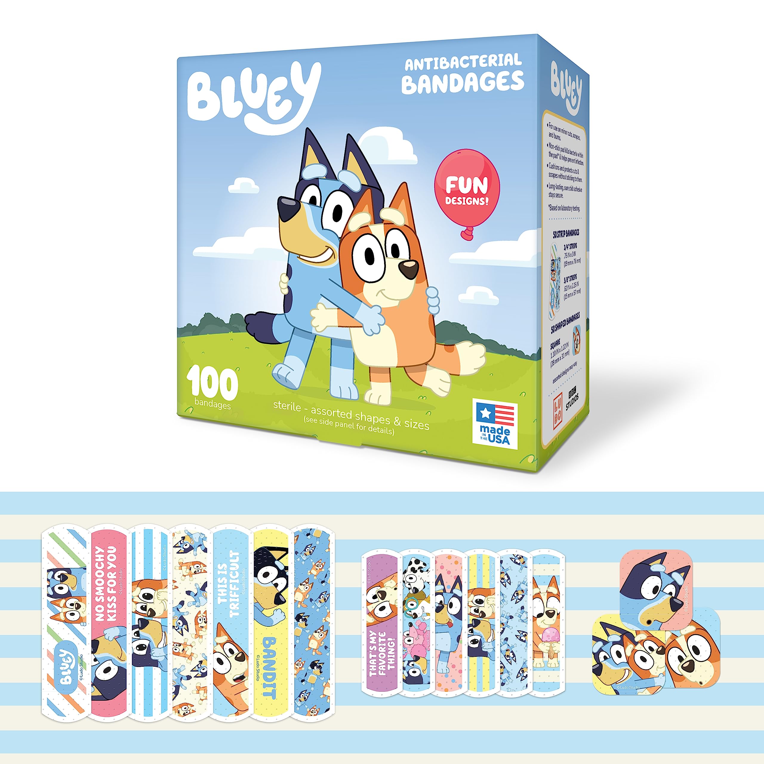 Bluey kids adhesive bandages box packaging