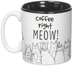 Cat decal with Coffee Right Meow message on mug