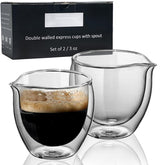 BNUNWISH double walled glass espresso cup with spout set 2
