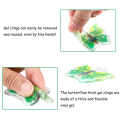 Removable and reusable butterfly gel clings on glass surface