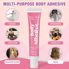 Body glue for socks leotards wigs and lace-front hairpieces