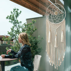Bohemian dream catcher wall hanging with cotton rope