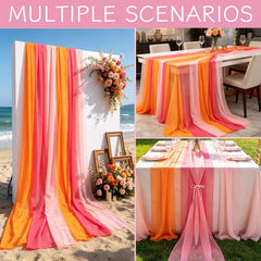 Boho sheer rustic fabric table runner for weddings