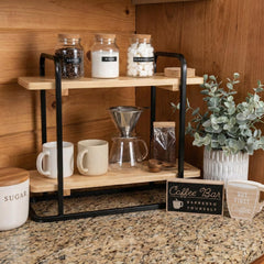 Honey brown wood grain double layer shelf for desserts and cups