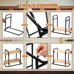 Bokon two-tier wooden serving tray with metal frame