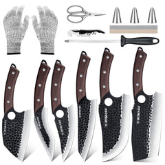 BOMASS 13 piece meat cleaver and knife set with roll bag