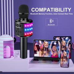 BONAOK karaoke mic LED lights reacting to music