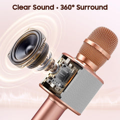 Karaoke microphone Q37 rose gold with Bluetooth and cable options