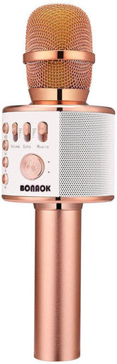 BONAOK wireless Bluetooth karaoke microphone Q37 rose gold