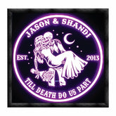Bones & Smoke Co personalized skeleton couple light with custom name and year