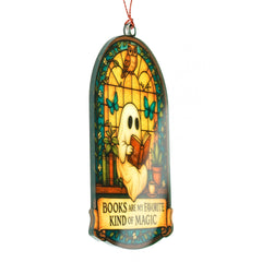 Ghost reading ornament packaging with story card