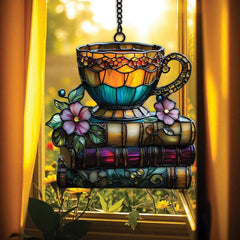 Book lover suncatcher window hanging decorative ornament
