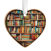 Book Lovers Heart Ornament white ceramic 3-inch