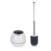 BOOMJOY toilet brush and holder set silicone brush aluminum handle white