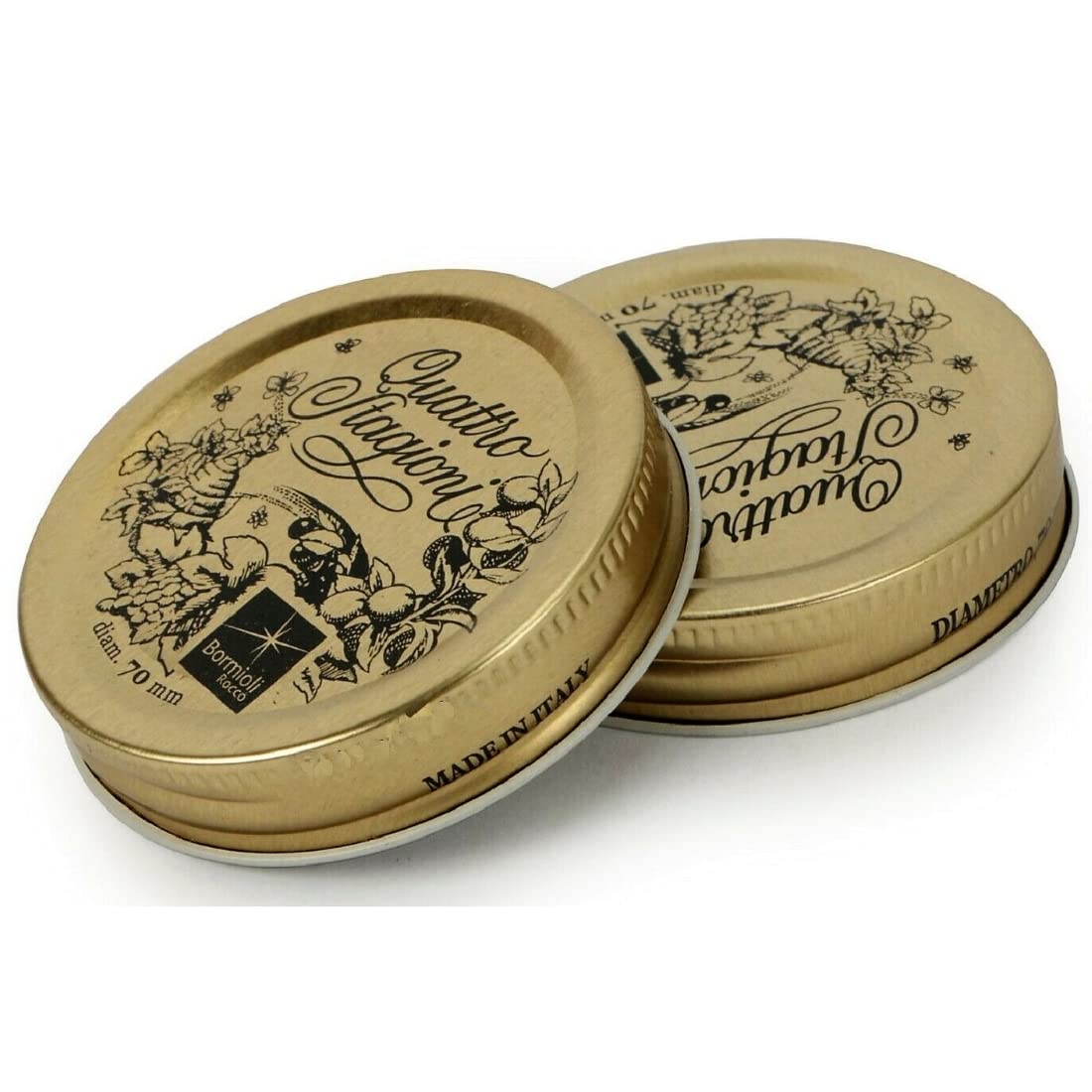Bormioli Rocco Quattro Stagioni lids 70mm regular mouth gold 2-pack