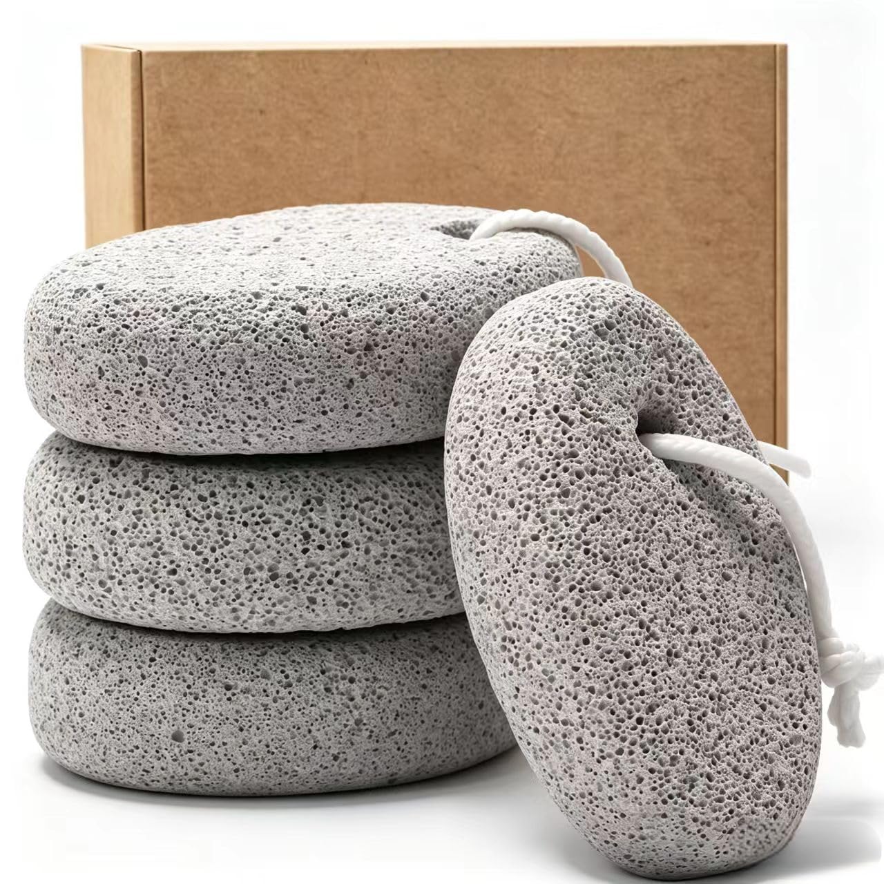 Borogo lava pedicure tools pumice stone 4-pack for feet and hands