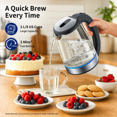 Stainless steel interior and borosilicate glass kettle