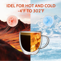 8-ounce double-wall glass coffee mug suitable for espresso