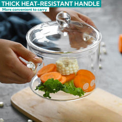 Glass cookware saucepan compatible with gas and electric stoves