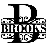 Bosfori personalized swirl monogram wall art with heart in heavy-duty steel