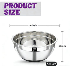Stainless steel mixing bowl by Boskermeal with lid and anti-slip base