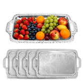 BotleFlow 4pc silver serving tray with handles on table