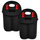 Bottle Caddy Bag Whiskey 2 pack black neoprene travel bag front view