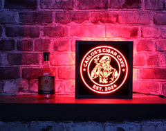 Bourbon & Bones skeleton whiskey bar sign RGB LED colors
