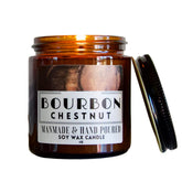 Bourbon Chestnut Candle in amber glass jar 4oz