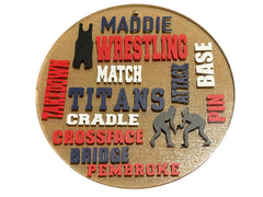 Boys Wresting ornament in clear acrylic 3.5 inch diameter