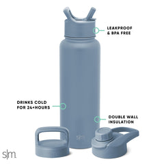 BPA-free water bottle with straw lid and chug lid
