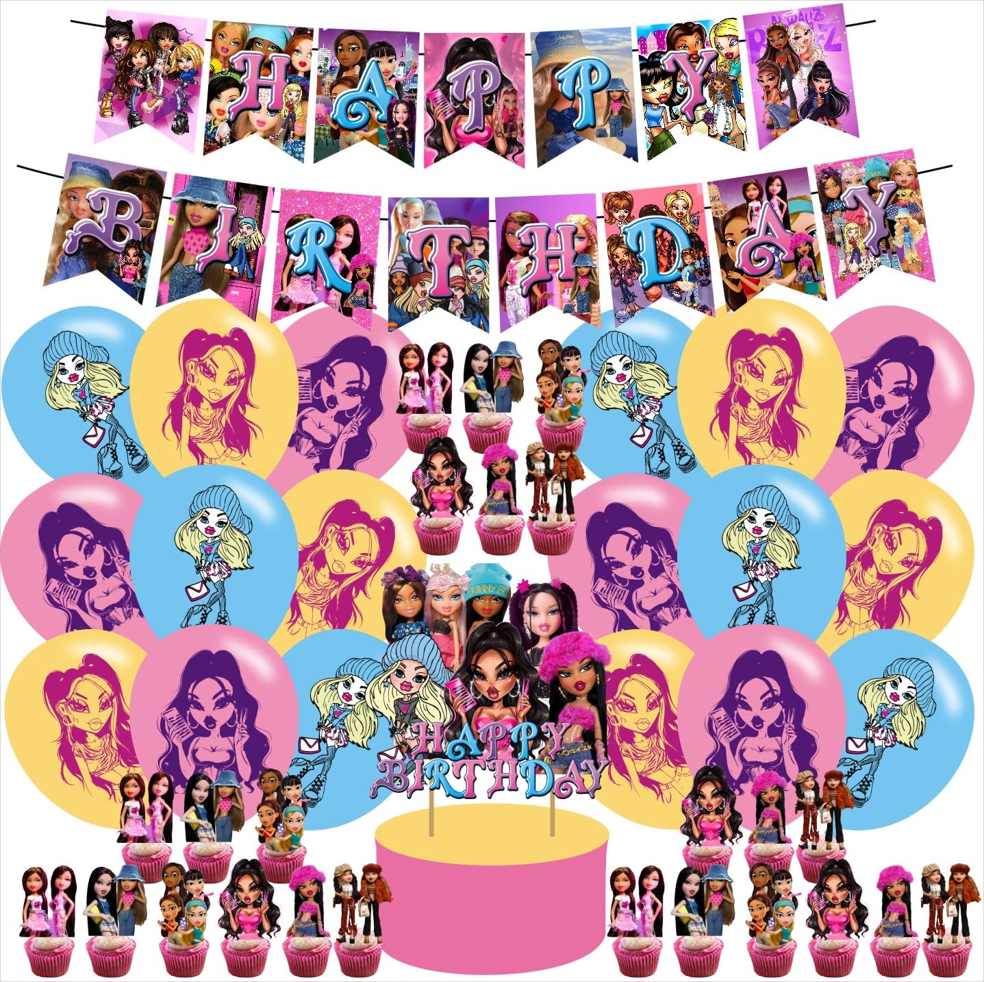Bratzz Birthday Party Supplies cartoon party balloons kit image