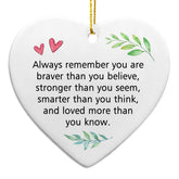 White ceramic hanging heart with gold string for graduation gift
