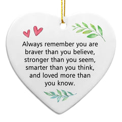 White ceramic hanging heart with gold string for graduation gift