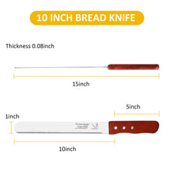 Stainless steel bread knife 10 inch fine serrated edge