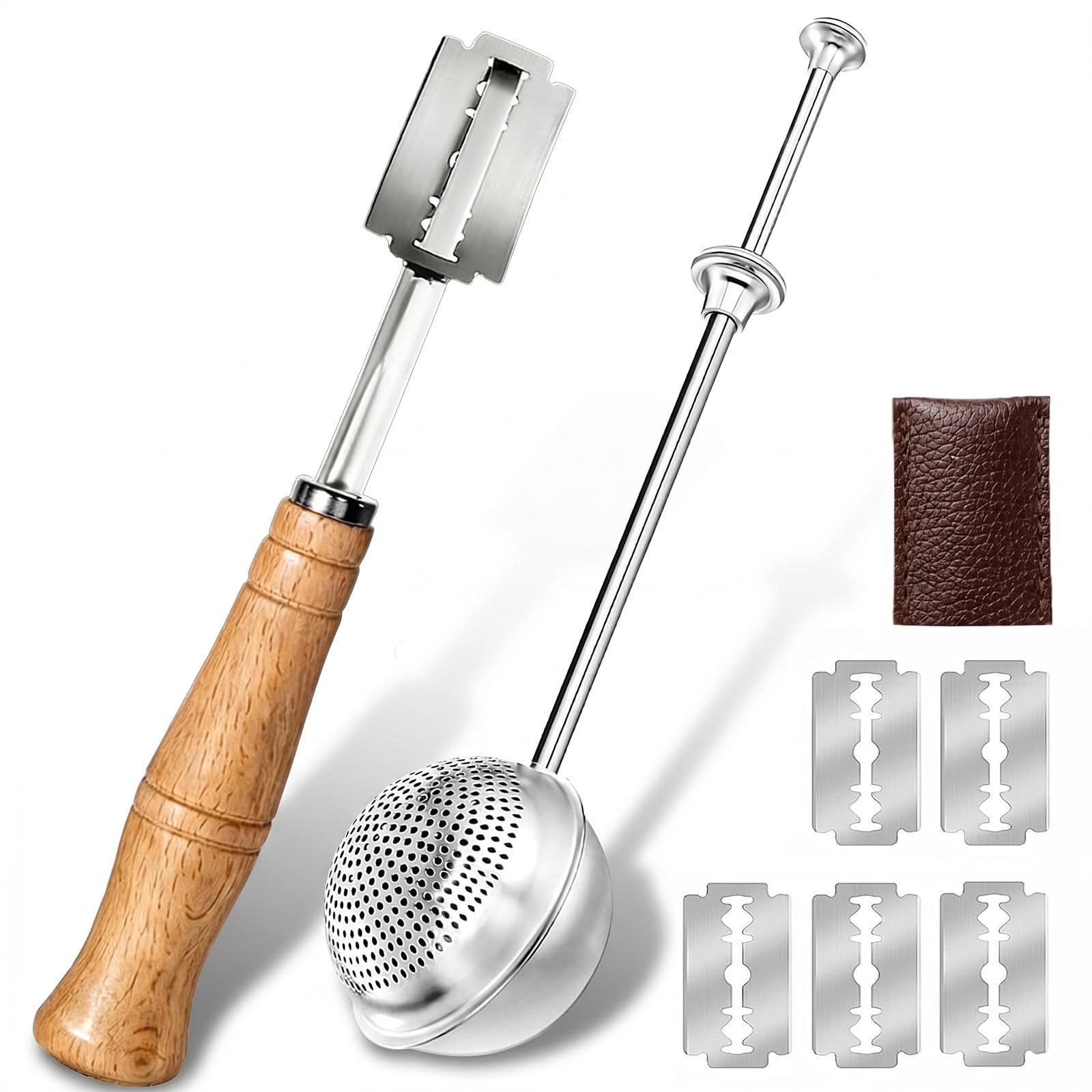 Bread Lame and Flour Duster Sets with wooden handle and blades