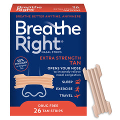 Breathe Right Nasal Strips Extra Strength tan 26ct package