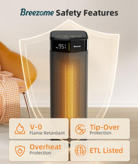 90 degree oscillation distributes heat from BREEZOME space heater
