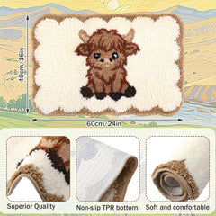 Breling Highland Cow Bath Rug brown and white two tone