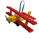 BrickCrafts biplane ornament made with genuine LEGO pieces